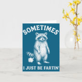 Sometimes I Farting Just Humor Raccoon Smile カード (黄色い花)