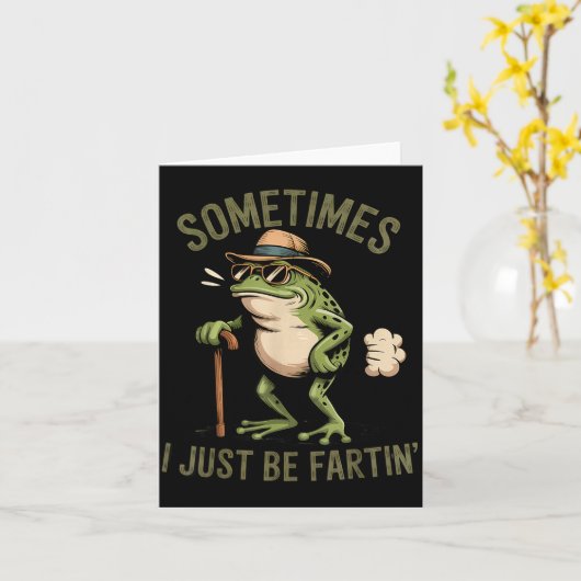 Sometimes I Just Be Fartin' Funny Frog Farting  カード (黄色い花)
