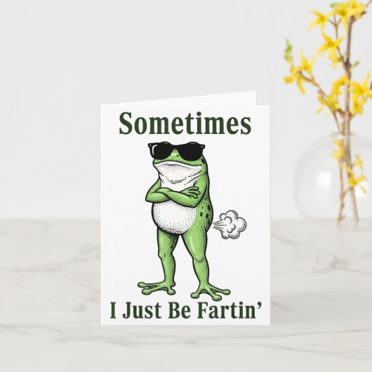 Sometimes I Just Be Fartin Funny Frog Sarcastic Hu カード (黄色い花)
