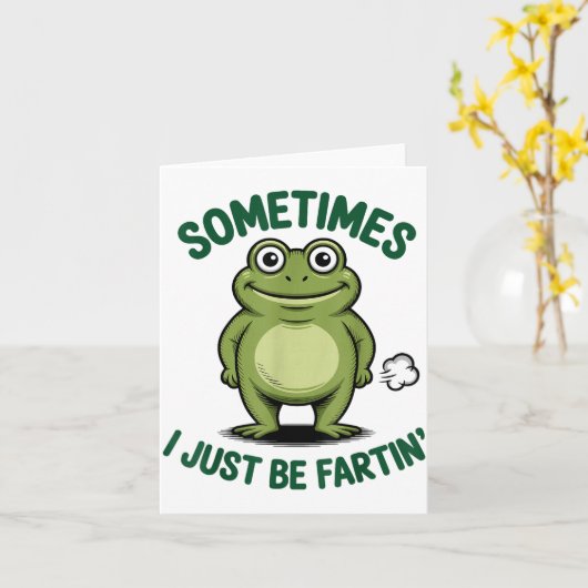 Sometimes I Just Be Farting Frog Christmas Funny F カード (黄色い花)