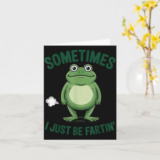 Sometimes I Just Be Farting Frog Christmas Funny F カード (黄色い花)