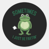 Sometimes I Just Be Farting Frog Christmas Funny F ラウンドシール (正面)