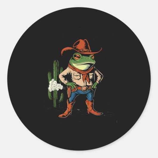 Sometimes I Just Be Farting Funny Cowboy Frog ラウンドシール (正面)