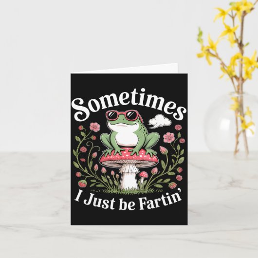 Sometimes I Just Be Farting Funny Frog  カード (黄色い花)