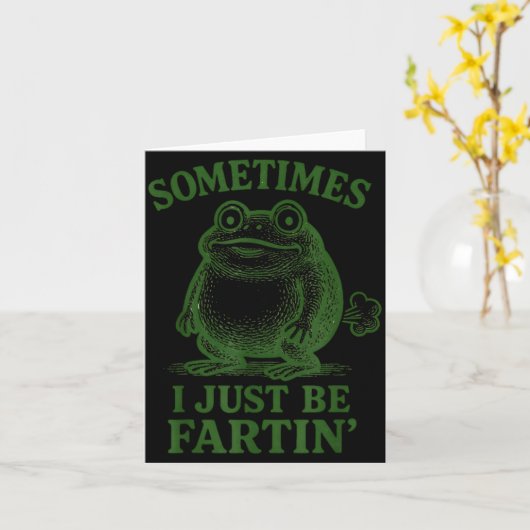 Sometimes I Just Be Farting Funny Frog  カード (黄色い花)