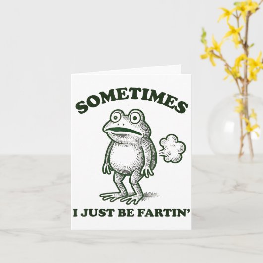 Sometimes I Just Be Farting Funny Frog  カード (黄色い花)