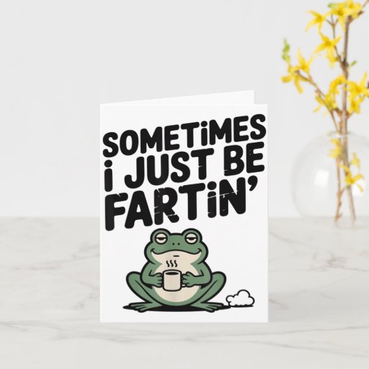 Sometimes I Just Be Farting Funny Meme Silly Frog  カード (黄色い花)
