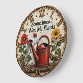  Sometimes I Wet My Plants Funny Gardening  ラージ壁時計 (傾斜)