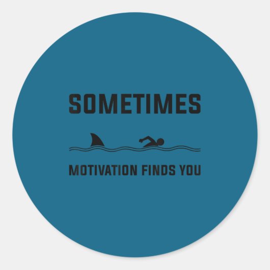 Sometimes Motivation Finds You Swimming Shark Moti ラウンドシール (正面)