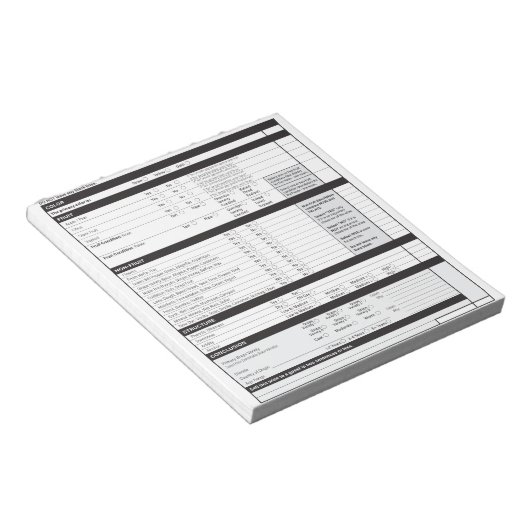 Sommelier Deductive Tasting Grid White Wine Blank  ノートパッド (アングル)