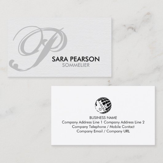 Sommelier Food Beverage Monogram 名刺 (正面/裏面)
