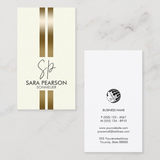 Sommelier Wine Connoisseur Monogram 名刺 (正面/裏面)