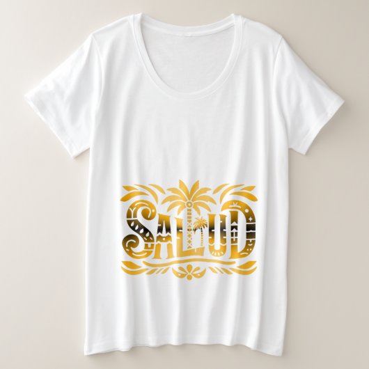 Sommer Sonne und Meer - Salud - Palmendekor プラスサイズTシャツ (デザイン正面)