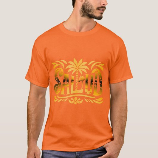 Sommer Sonne und Meer - "SALUD" - Palmendekor Tシャツ (正面)
