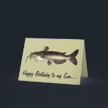 Sonハッピーバースデー:ナマズ カード<br><div class="desc">このカードは魚釣りを愛する息子のため。一致する項目を検索するには、「ペンギン・ナマズ」と入力し、ザズル検索バーに入力します。</div>