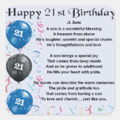 Son詩 – 21歳の誕生日デザイン スクエアシール (正面)