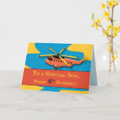 SON、ヘリコプターとの6誕生日 カード (黄色い花)