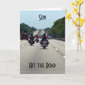 **SON**道路をヒット=オートバイスタイル誕生日 カード (黄色い花)