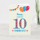 Son 10誕生日Bunting Balloons Card カード (正面)