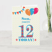 Son 12誕生日Bunting Balloons Card カード (正面)