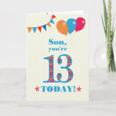 Son 13誕生日Bunting Balloons Card カード (正面)