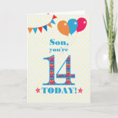Son 14誕生日Bunting Balloons Card カード (正面)