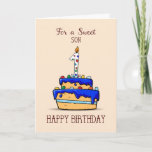 Son 1st Birthday, 1 on Sweet Blue Cake カード<br><div class="desc">息子はなんて甘い男の子なんだ。1歳祝目の誕生日は、可愛いブルーのアイシングケーキと可愛いインサイドメッセージを持つこのカードの方が良い。このカードは彼の一日を今よりずっと甘くするだろう。</div>