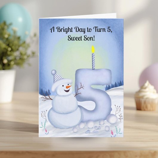 Son 5th Birthday Snowman Snowy  カード