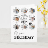 Son Birthday 8 Photo Collage Typography  カード (黄色い花)