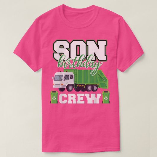Son Birthday Crew Garbage Truck Family Matching Bi Tシャツ (デザイン正面)