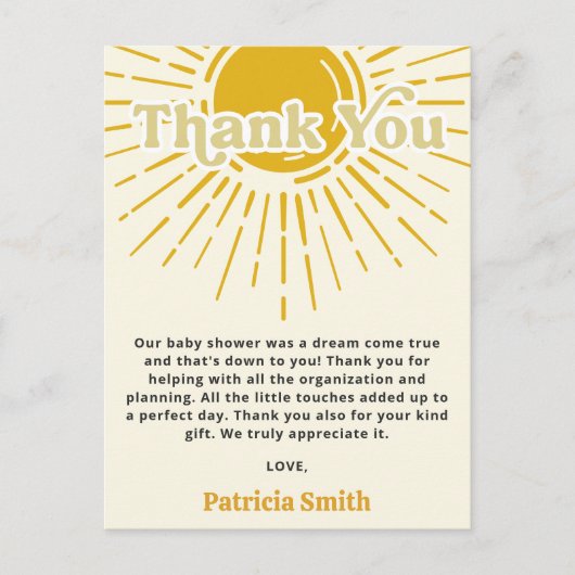 Son Boho Boy Baby Showerありがとう ポストカード (正面)