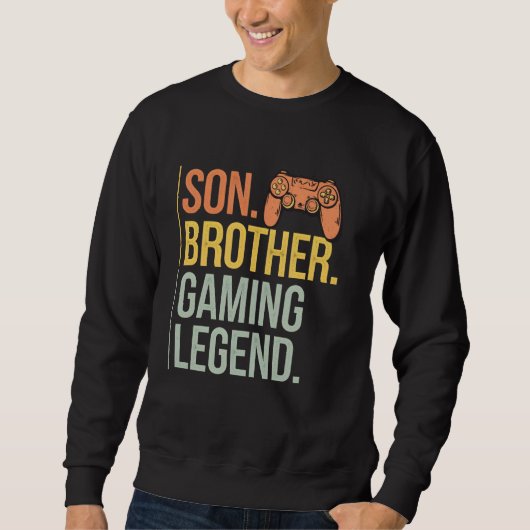 Son Brother Gaming Legend Retro Gamer Boys Kids Me スウェットシャツ (正面)