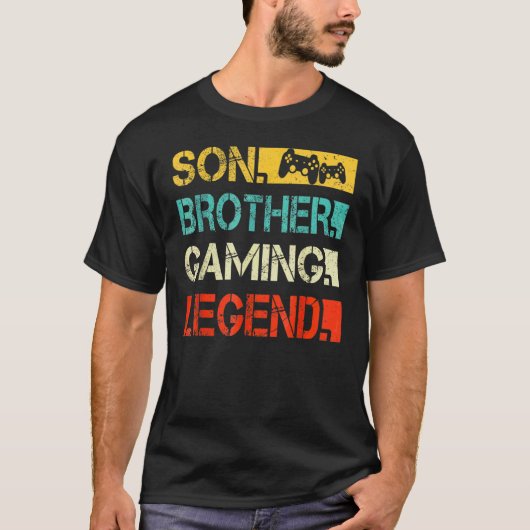 Son Brother Gaming Legend Video Gamer  For Boys Tシャツ (正面)