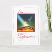 Son Confirmation Dove、Bible、Cross カード (正面)