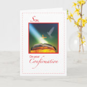 Son Confirmation Dove、Bible、Cross カード (黄色い花)