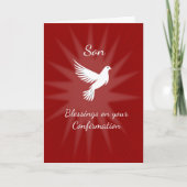 Son Confirmation Religious Red Dove Rays Design カード (正面)