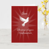 Son Confirmation Religious Red Dove Rays Design カード (黄色い花)