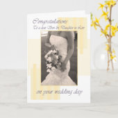 Son & Daughter in Law結婚式の日クリーム祝い カード (黄色い花)