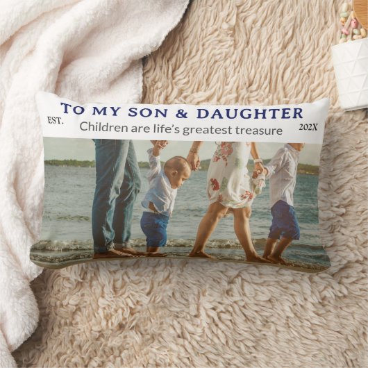 Son & Daughter Personalized Throw Pillow Gift ランバークッション (ブランケット)