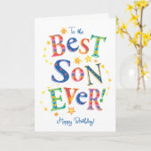 Son Ever向けの明るい文字ベースの最高の誕生日カード カード (黄色い花)