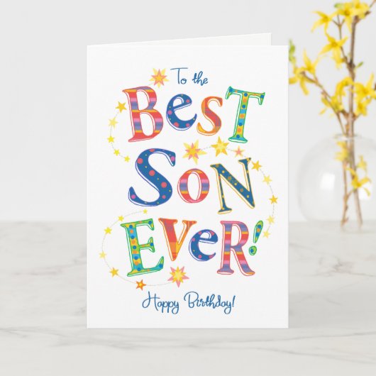 Son Ever向けの明るい文字ベースの最高の誕生日カード カード (黄色い花)