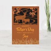 Son Father’s Day Deer in Field Fall Leaves カード (正面)