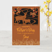 Son Father’s Day Deer in Field Fall Leaves カード (黄色い花)