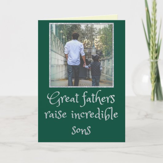 Son Father's Dayグリッター写真カード カード (正面)