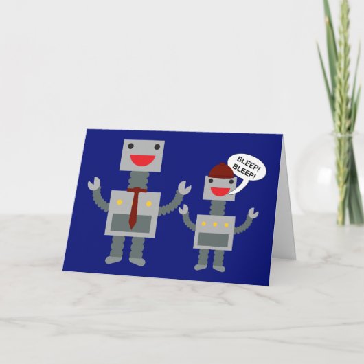 Son Father's Day Robotからのパパおもしろい向け サンキューカード (正面)