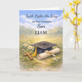 Son Graduation Christian Personalized Faith カード (黄色い花)