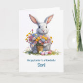 Son Happy Easter Cute Bunny Rabbit and Easter  カード (正面)