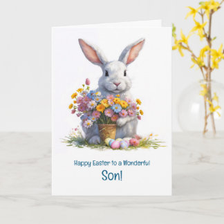 Son Happy Easter Cute Bunny Rabbit and Easter  カード