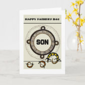Son / Happy Father's Day - Mayan / lizards カード (黄色い花)