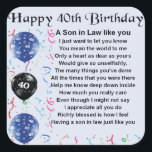 Son in Law詩 – 40th Birthdayデザイン スクエアシール<br><div class="desc">40素晴らし歳の誕生日に義理の息子に贈る贈り物</div>